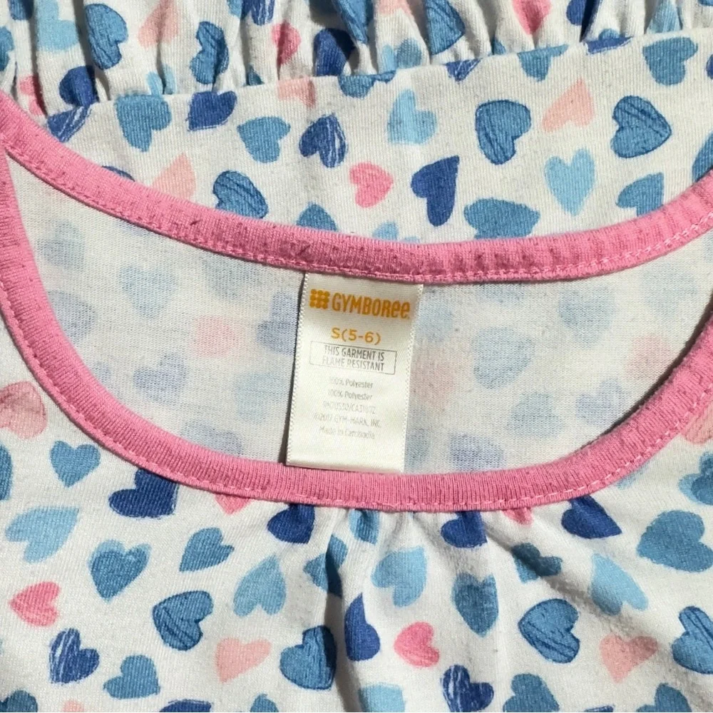 Gymboree Girls Heart Print Nightgown Dress Long Sleeve Size S (5–6)